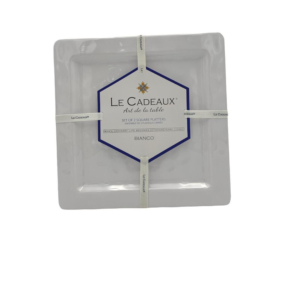Le Cadeux 11" Square Serving Platters Bianco - Set of 2